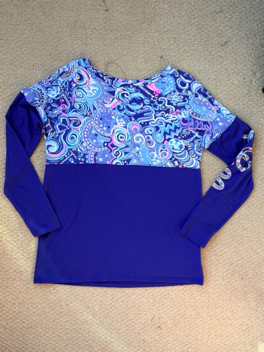 Lilly Pulitzer Cosmic Kismet Blue Long Sleeve Top Size XS